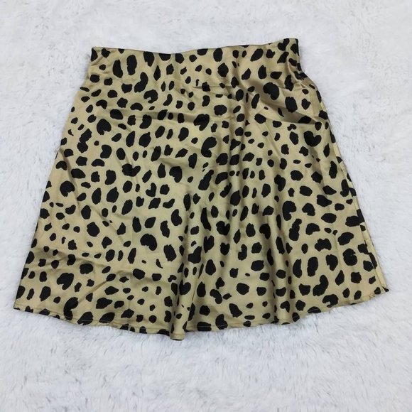Elodie Womens A Line Skirt Multicolor Cheetah Print Mini Stretch Zip XS New - Picture 2 of 8